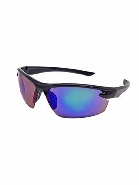 NWT - Sports Wrap Black Frame Blue Mirror Lens Sunglasses